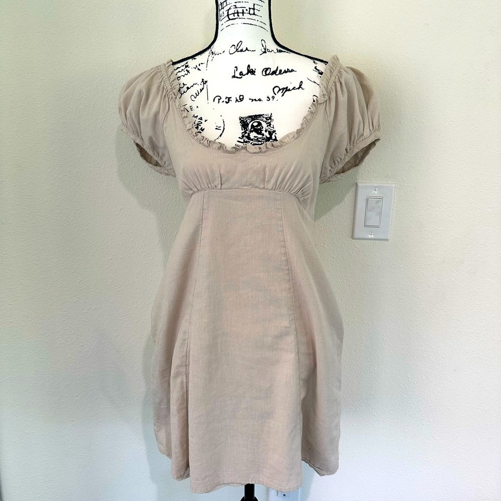 COPY - Free People Soakin Up The Sun Linen Mini Dress Size XS Beige